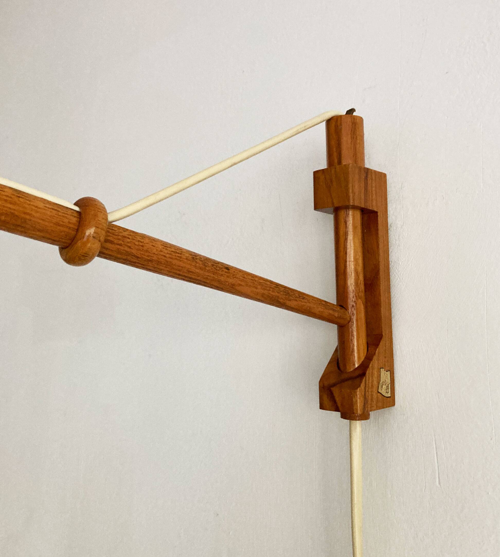 Sculptural 1960s Czech Wall Light – Constructivist Steel & Wood Design
