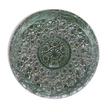 Compartmented dish in chiseled glass