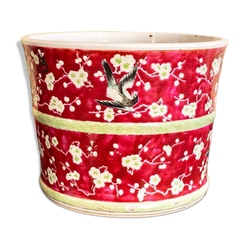 Antique porcelain vase with birds and prunus, 19th century