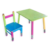 Table et chaise crayon Pierre Sala 80's