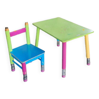 Table et chaise crayon Pierre Sala 80's
