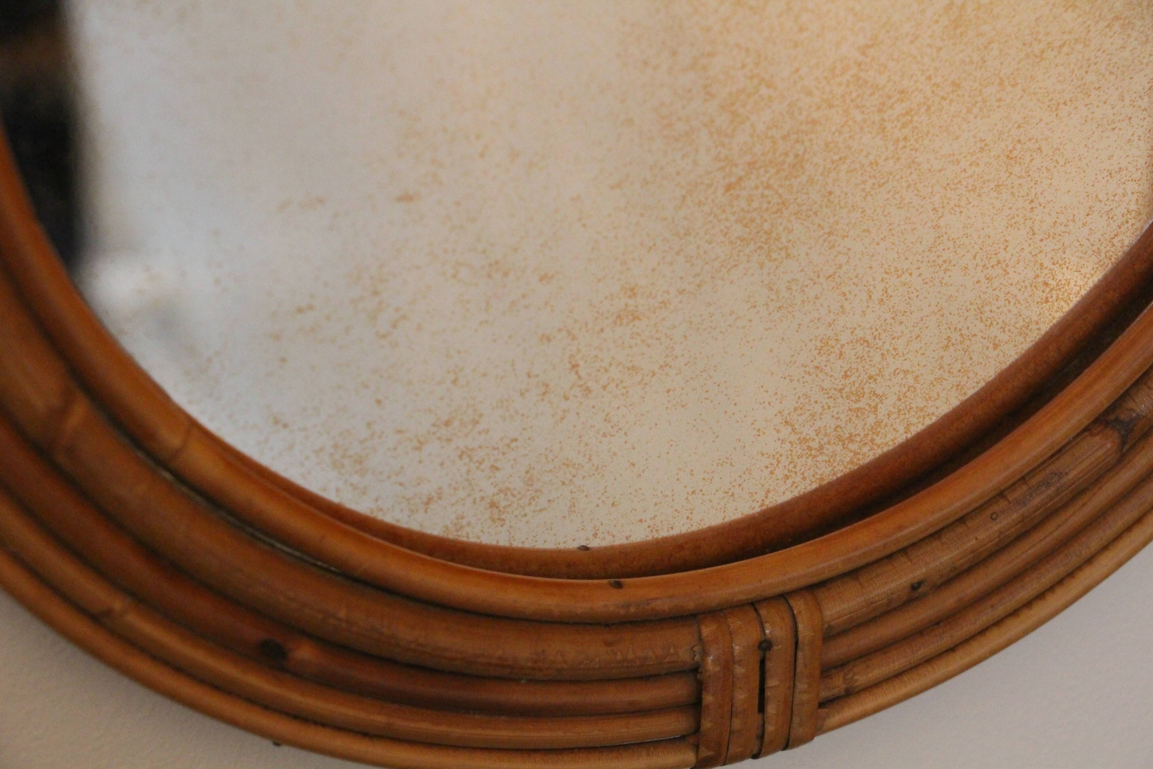 Rattan mirror 70's 34x54cm