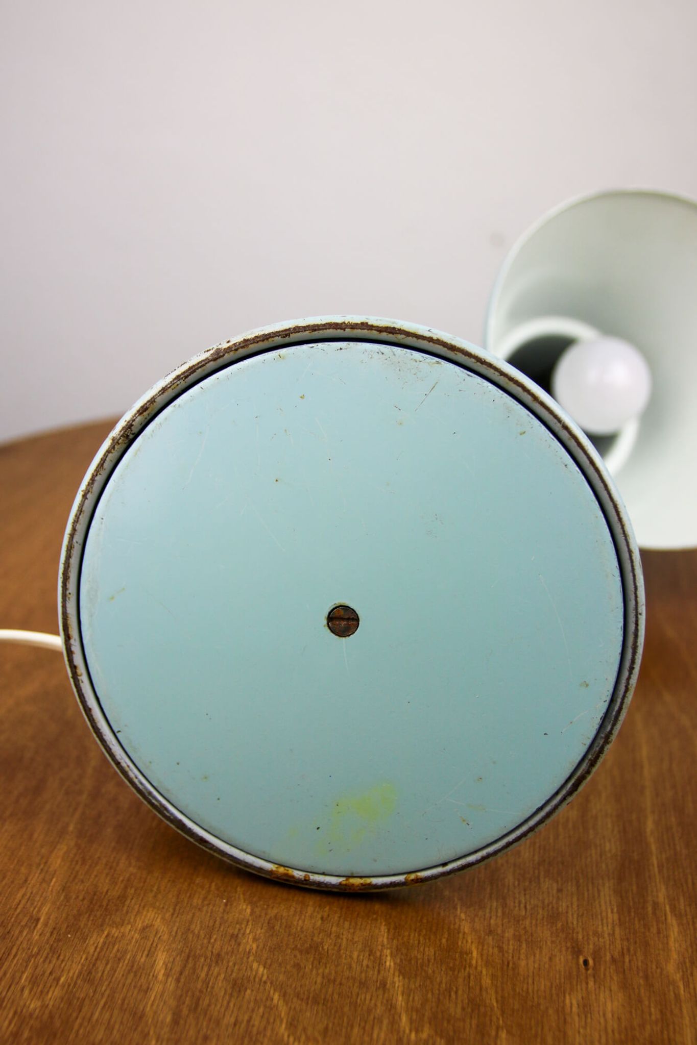 Adjustable Desk Lamp in Blue and Sand Painted Metal and Chrome-Plated Spiral Arm, 1970s, Set of 2