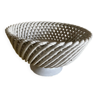Corbeille / Vide Poche céramique Tressée mid-century diamètre 19 cm
