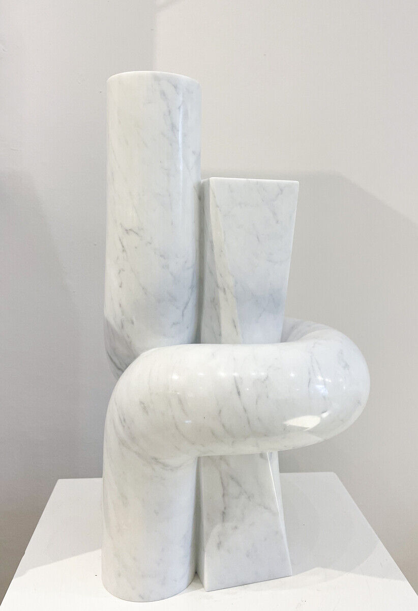 Contemporary white marble sculpture by Piet Van Loocke, Belgium