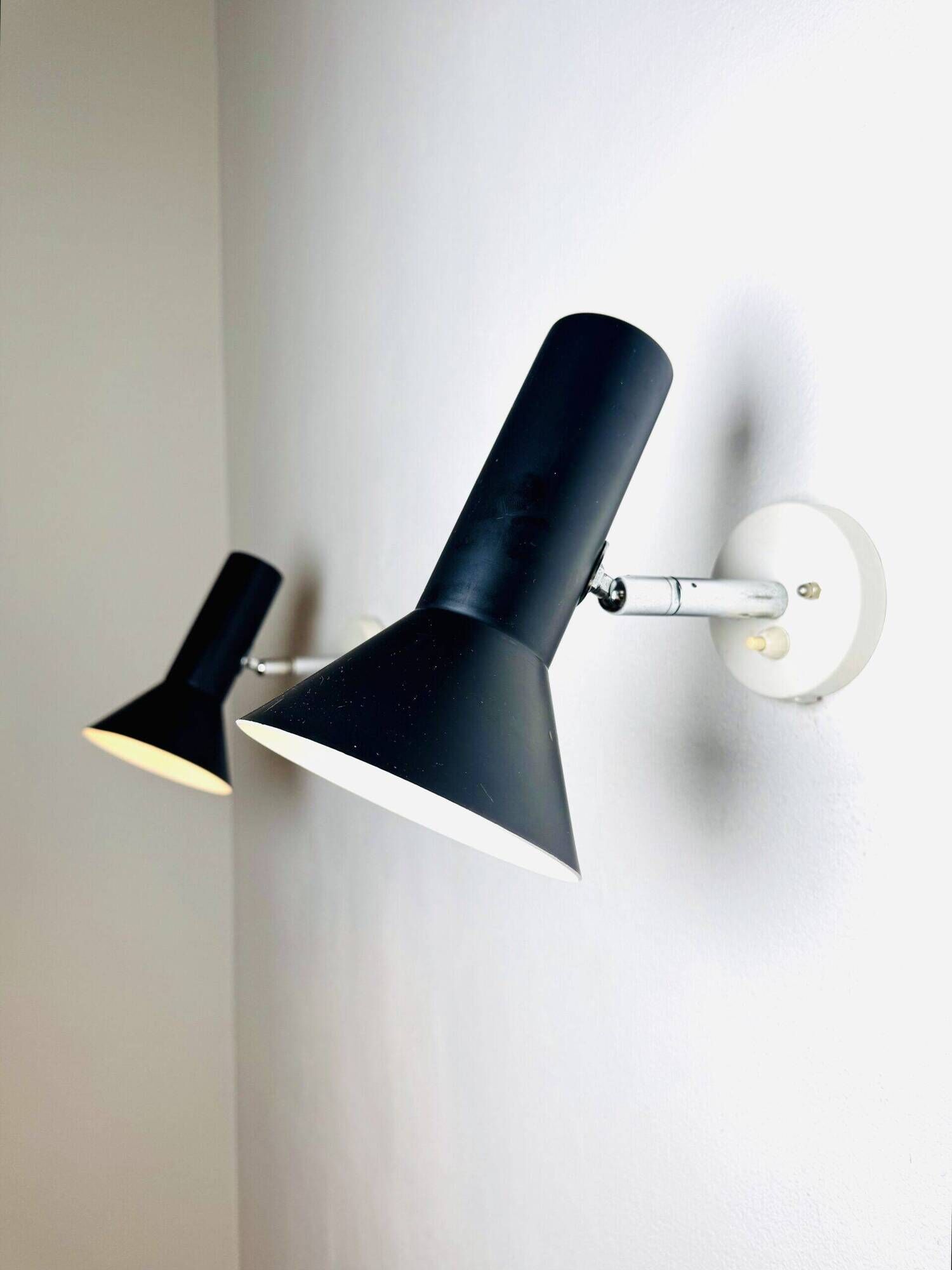 Pair Of C-1524 Adjustable Wall Lamps In Black By Raak Amsterdam, The Netherlands, 1960S