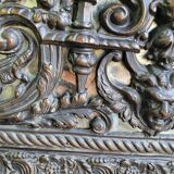 Miroir en laiton repousse a parcloses style louis xvi