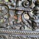 Louis xvi style repousse brass mirror with glass beads