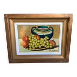 Still life painting oil on panel signed
