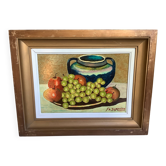 Still life painting oil on panel signed
