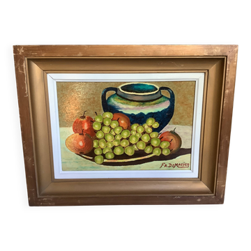Tableau nature morte huile sur panneau signée