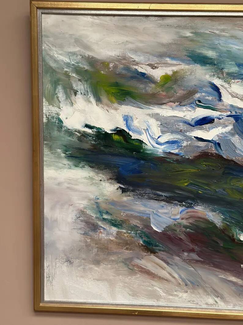 Large Original Swedish Oil on Canvas – “Abstract Composition” by Johny Colebring – 1978 – Signed – Vintage & Framed – 83×73 cm