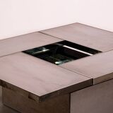 Table basse Belgo en métal brossé chromé