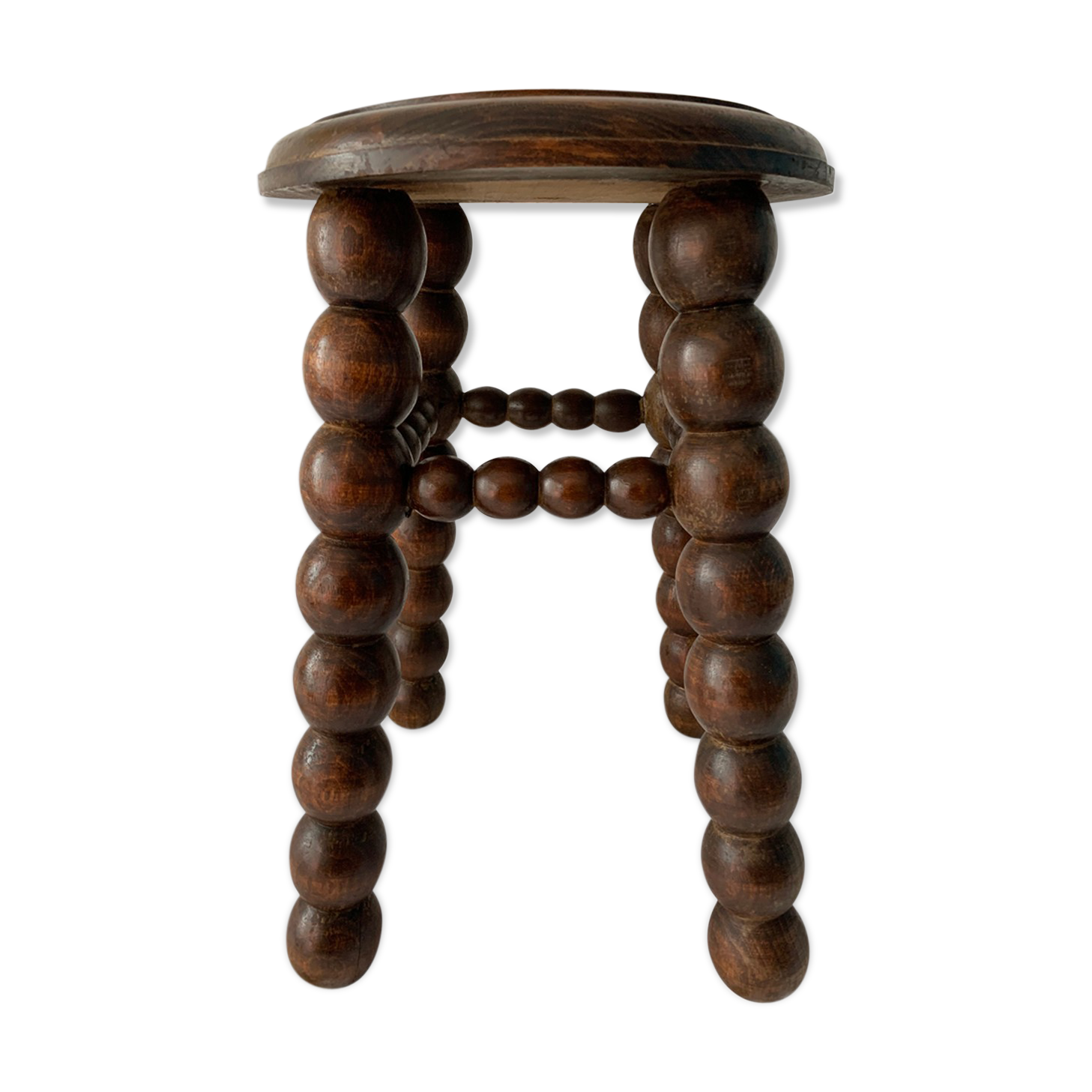 French turned wood stool 1950