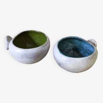 Pair of Frères Cloutier ceramic cups