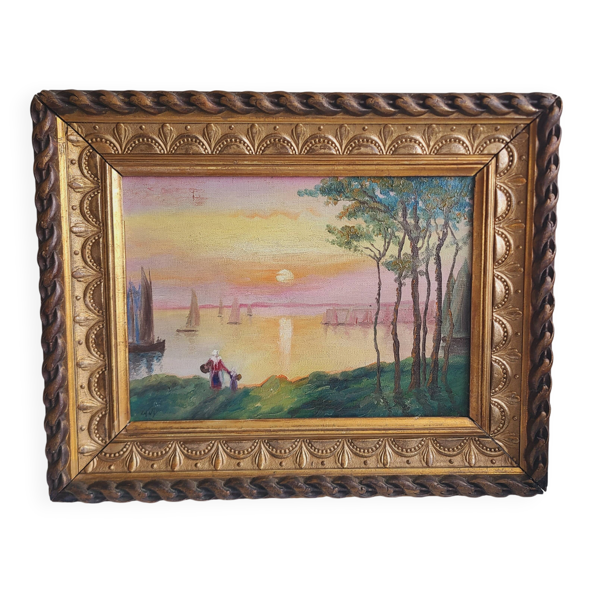19th-century painting signed Lany. 46 x 37 cm.