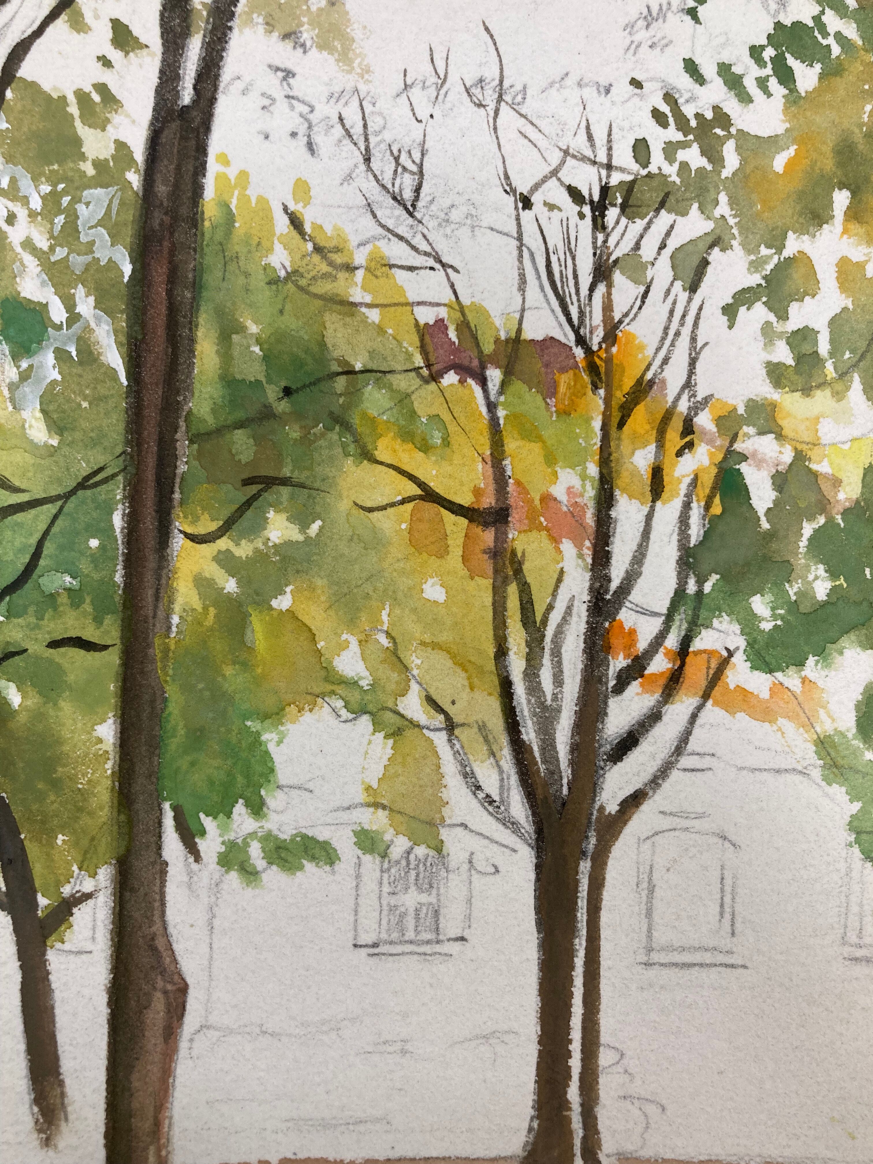 Aquarelle paysage vintage
