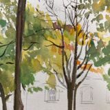 Aquarelle paysage vintage