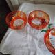Five antique orange cut crystal champagne glasses with grape cluster decoration Poland