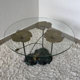 Table basse nénuphars en bronze vintage