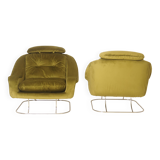 Paire de fauteuils en velours vert, 1970