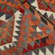 Wine Red & Green Geometric Kilim Rug, 155x268Cm