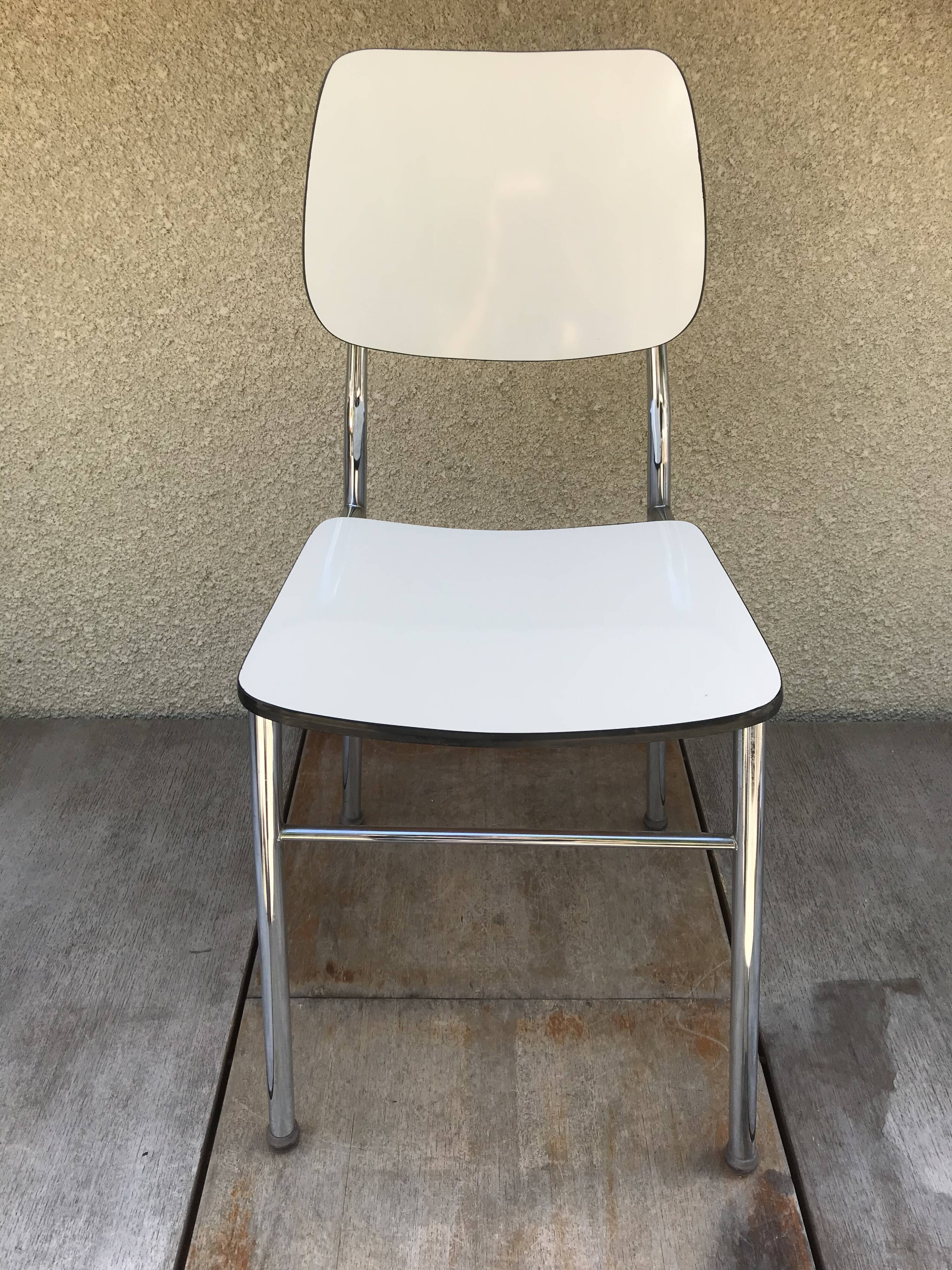 Pair of Old Metal Chromé Chairs - Vintage White Formica