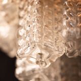 Vintage Austrolux Glass Chandelier: 1960s Mid-Century Modern Pendant Light