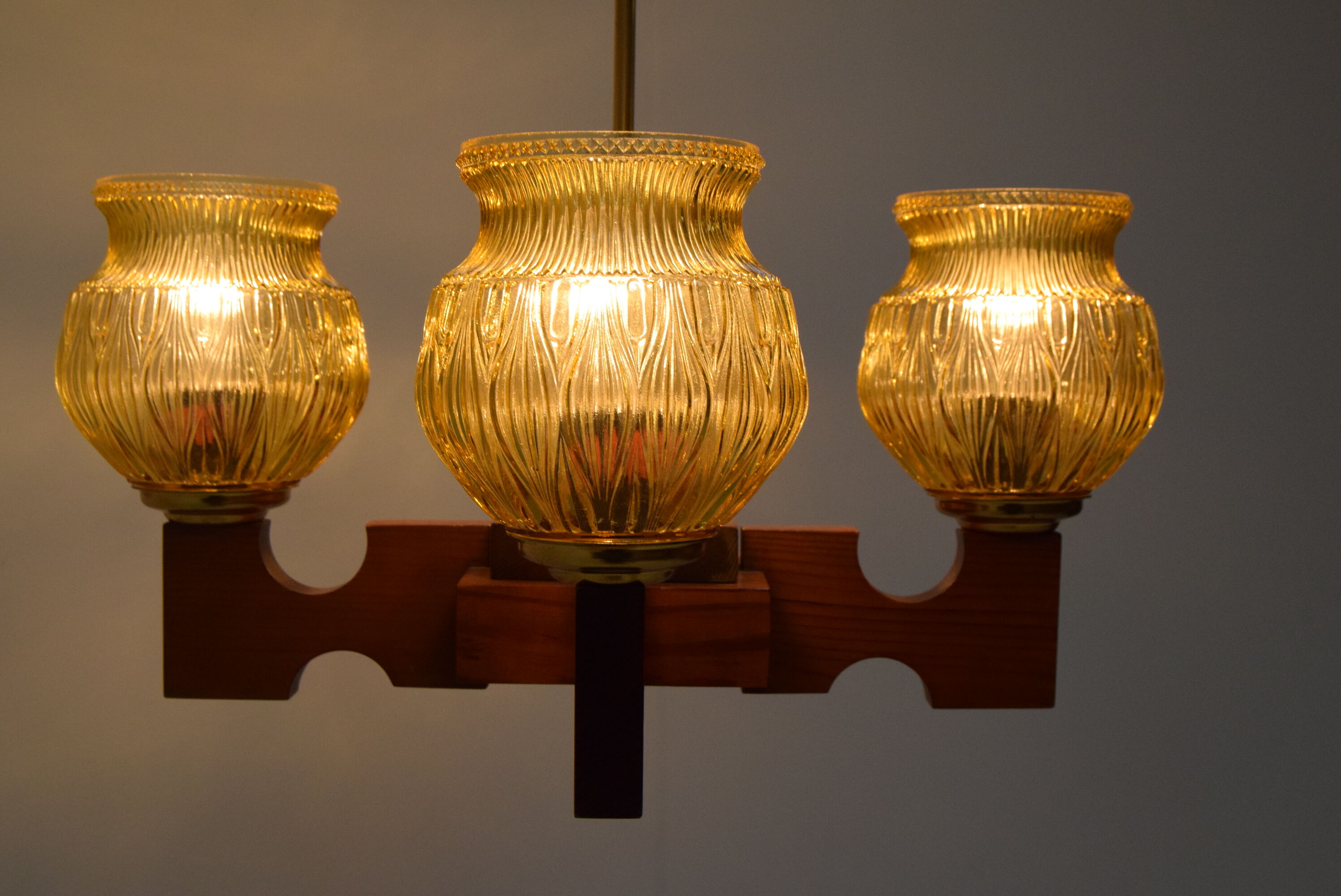 Mid-century Wood Chandelier,1980's.