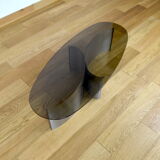 Vintage coffee table brushed steel and glass 1970