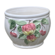 White glazed ceramic pot cover slurry vintage fruit