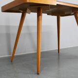 1960s Beech Coffee Table with Glass Top , Czechoslovakia