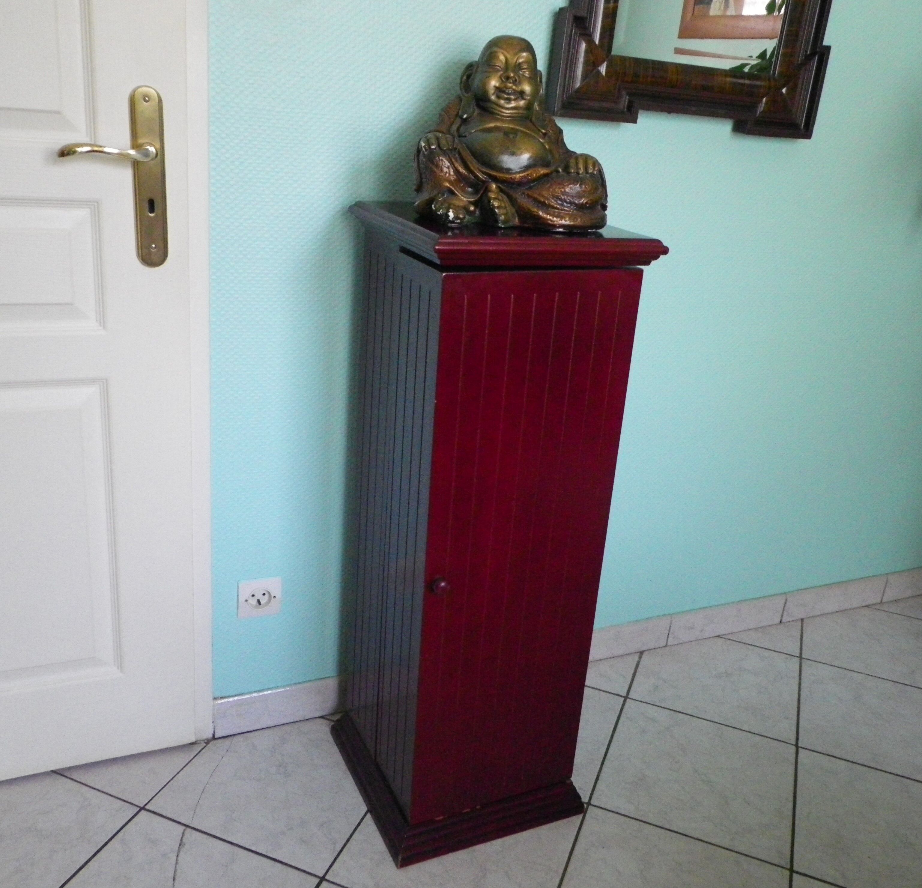 Wooden extra cabinet (selette), 2 interior storage spaces with 6 modular shelves