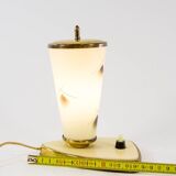 Lampe de table verre opalin et base laiton années 50