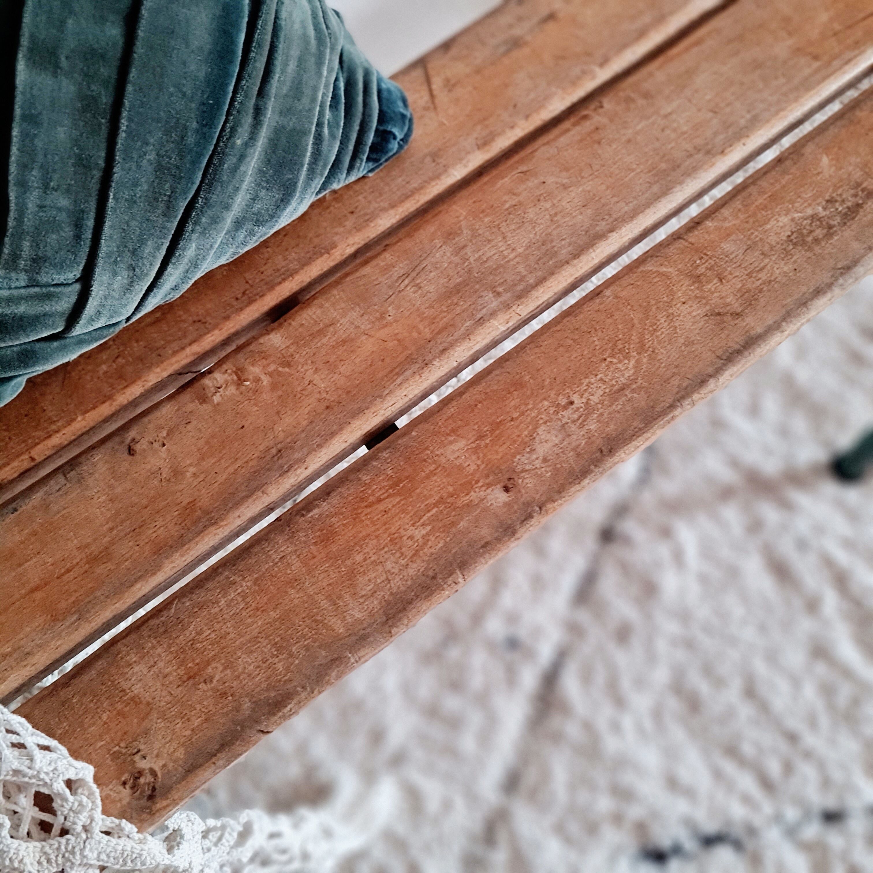 Wooden and metal school bench