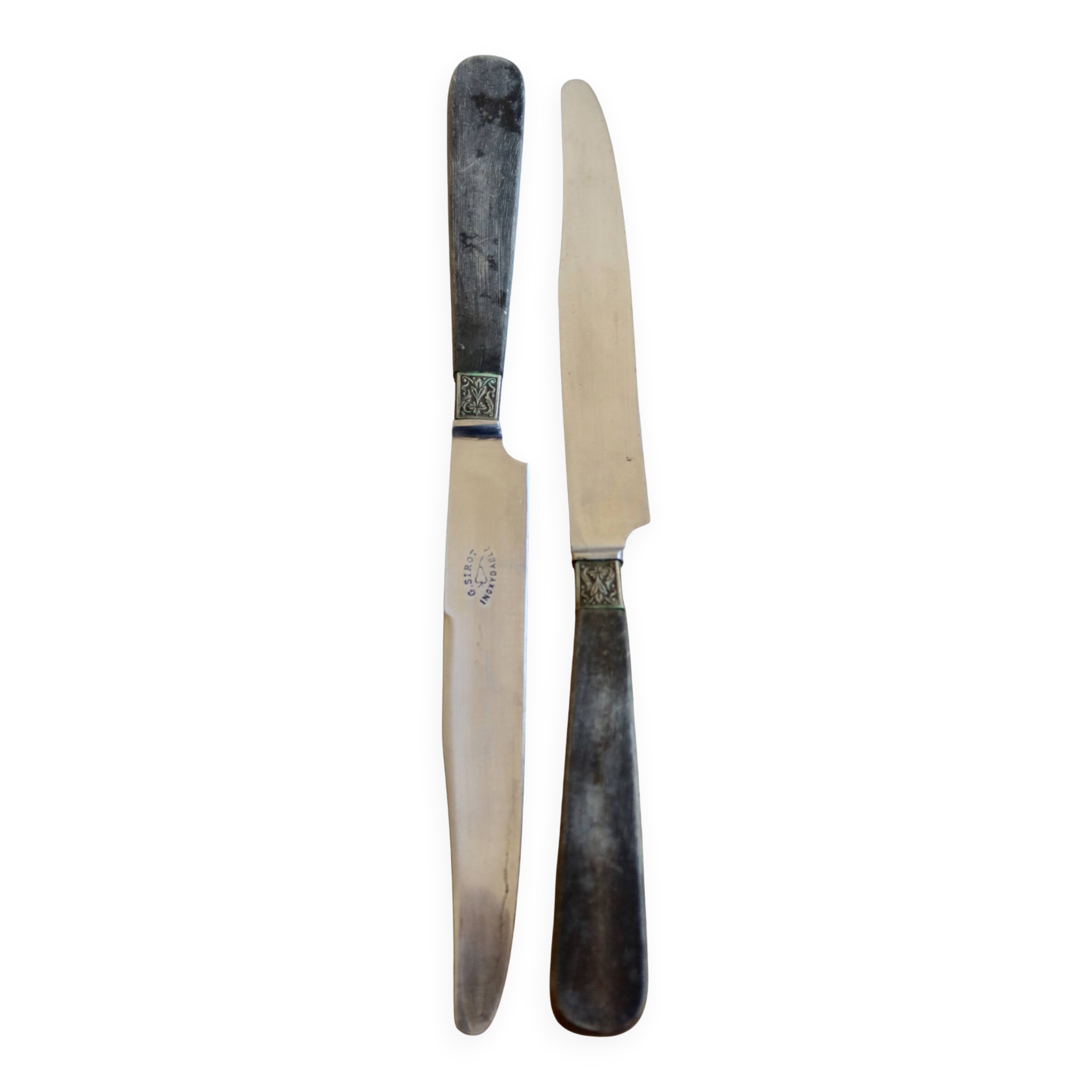 Box of 12 antique knives G. Sirot - Resin handles with horn effect