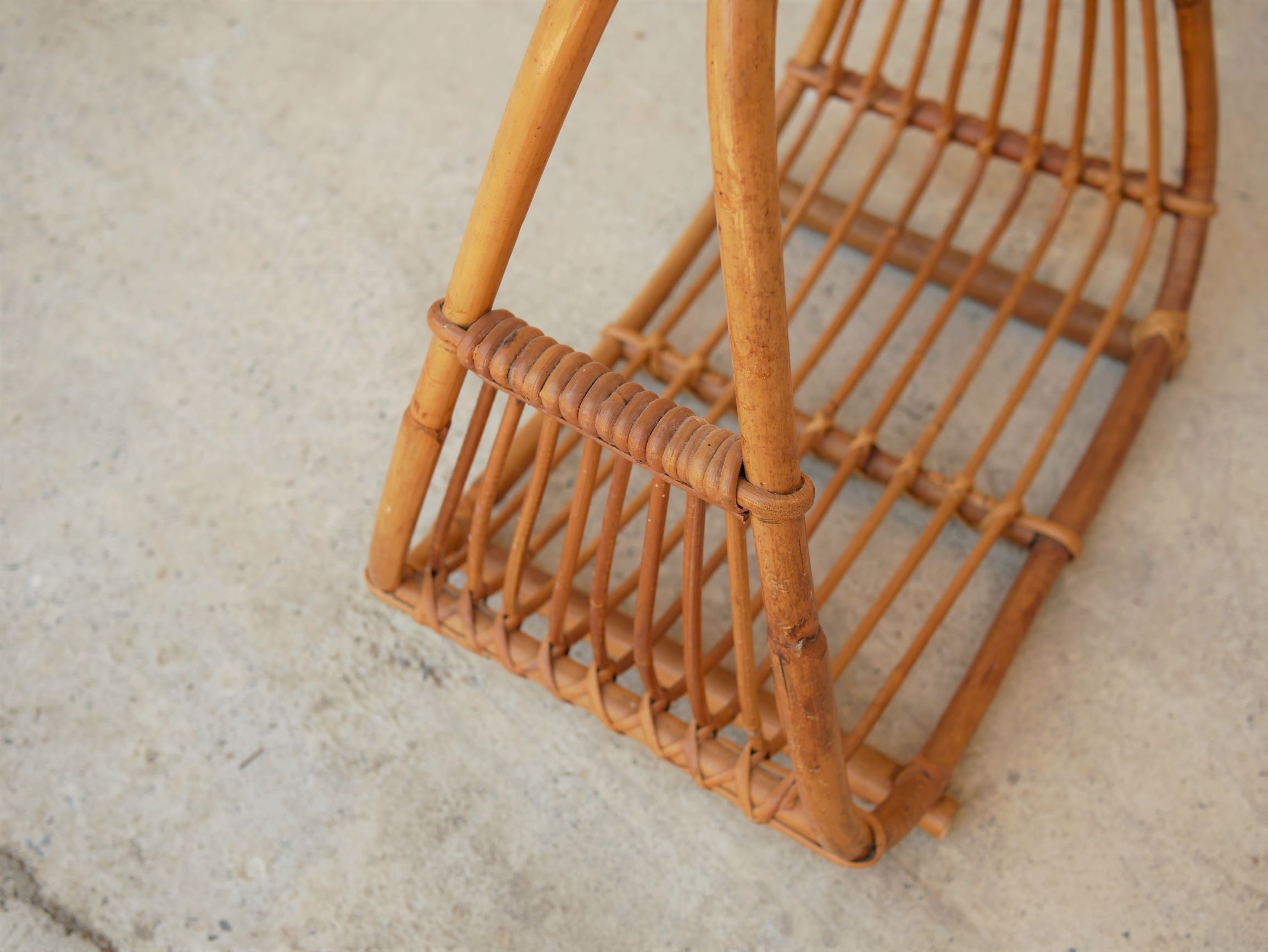 Vintage rattan log holder
