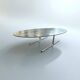 XL vintage glass coffee table with chrome frame