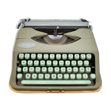 Typewriter hermes baby rocket lime green with its brown suitcase revised ribbon new