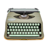 Typewriter hermes baby rocket lime green with its brown suitcase revised ribbon new