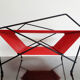 Vinyl record holder, vintage, metal and red scoubidou , rak 50s