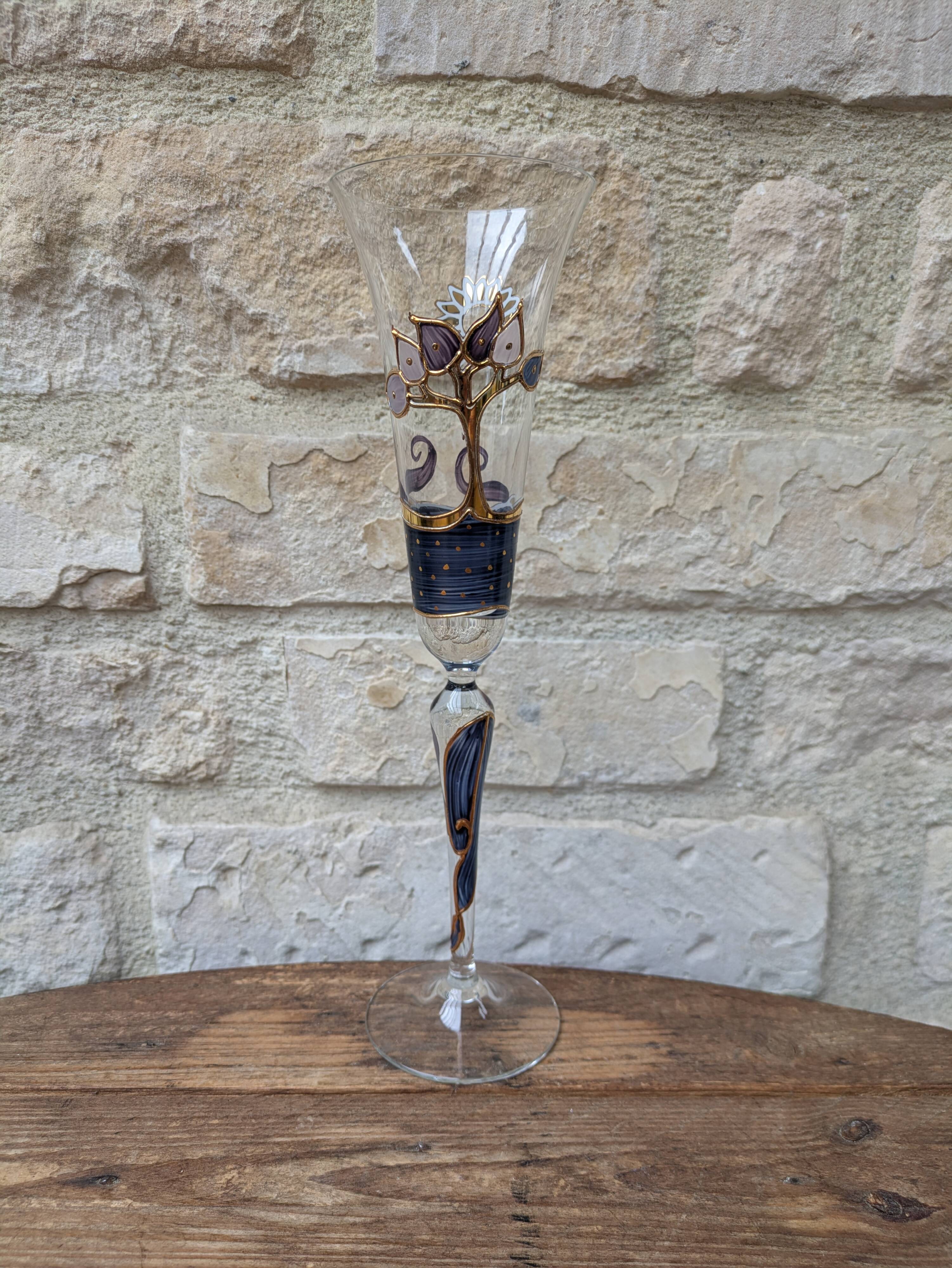 Champagne flute Paul Nagel collection Rêveries model Nocturne hand-painted
