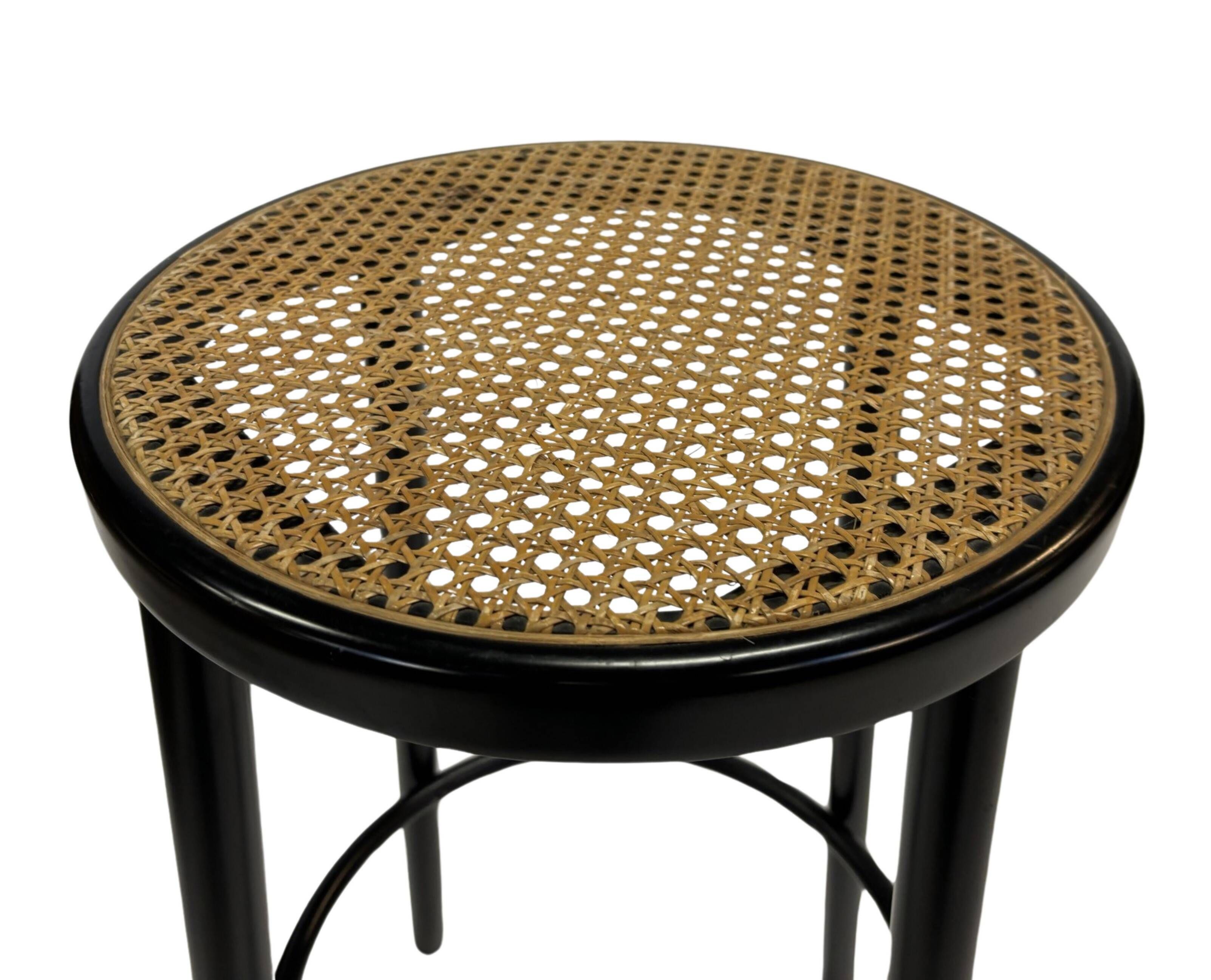 Set of four vintage bar stool - webbing and wood, 1980s Italian design