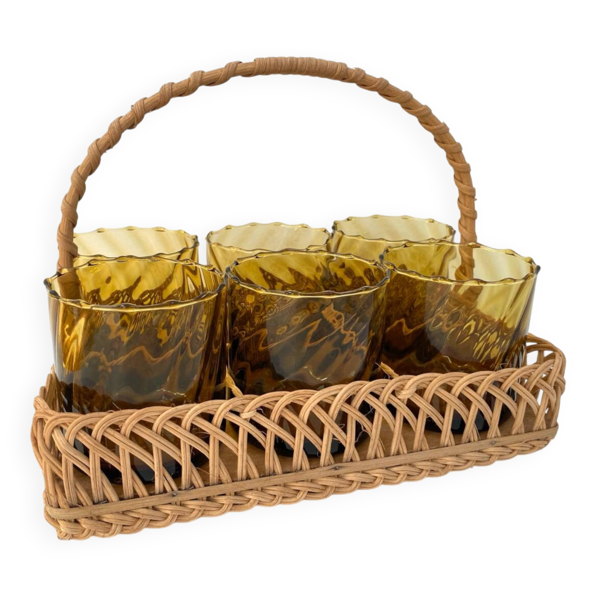 1970s rattan glass holder