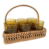 1970s rattan glass holder