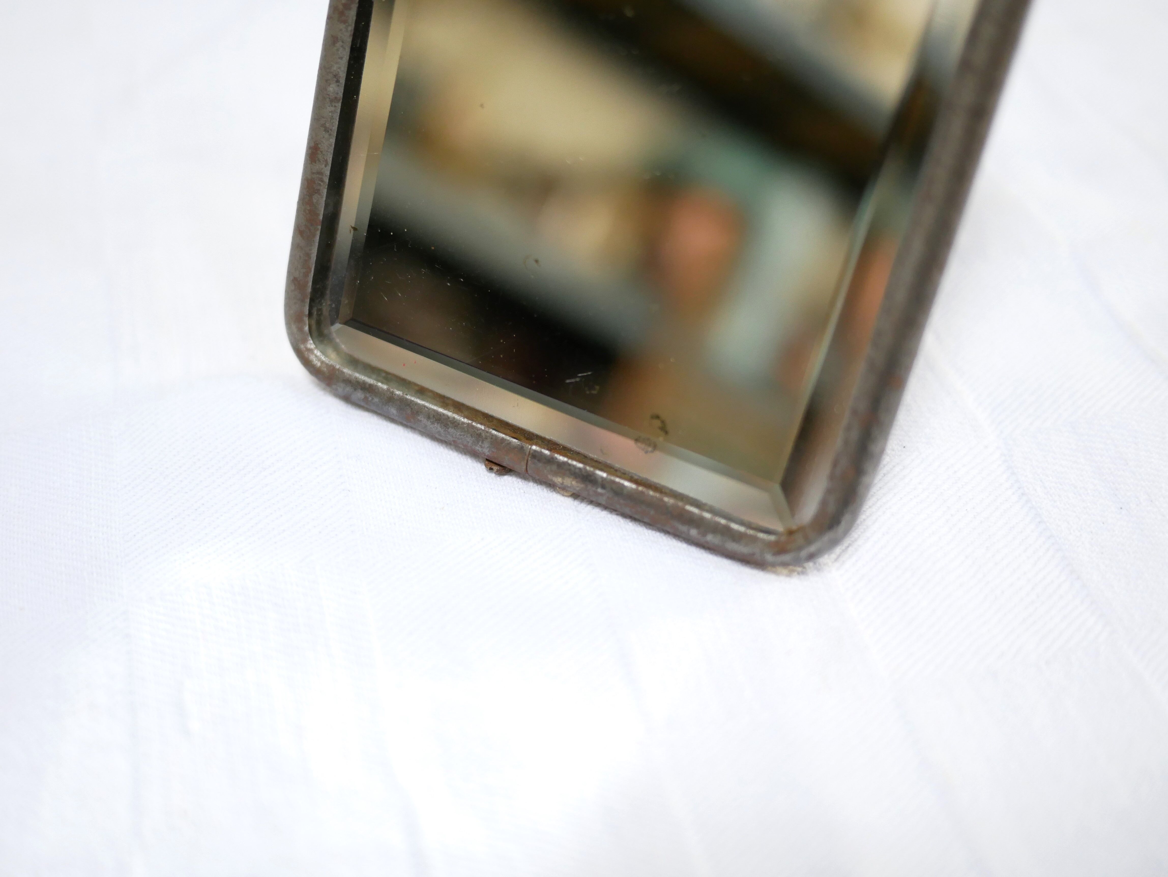 Vintage beveled barber mirror to pose or hang 15cm x 10cm