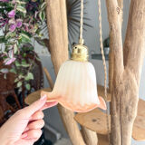 Vintage pink glass paste tulip lamp