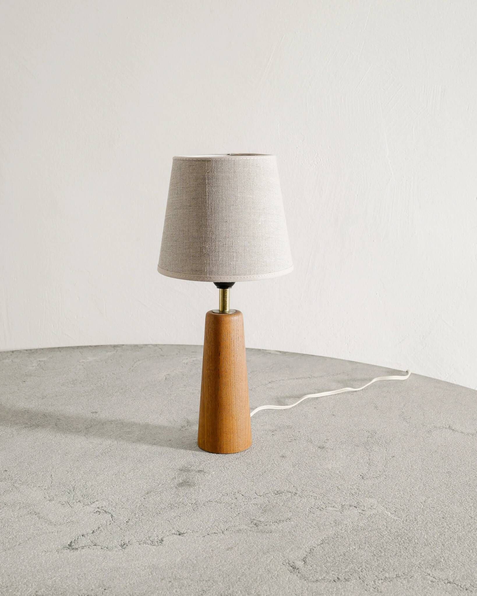 Finnish Mid Century Wooden Brass Desk Table Lamp, 1950s