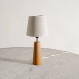 Finnish Mid Century Wooden Brass Desk Table Lamp, 1950s
