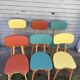 (Lot) 6 Multicoloured Compass Leg Chairs